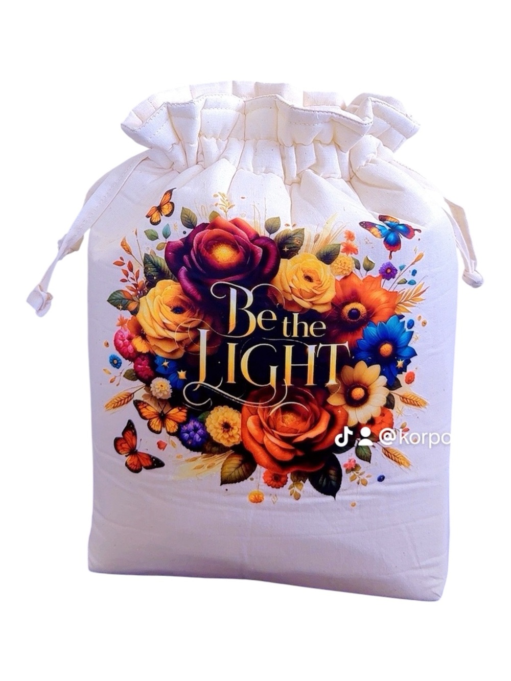 Be the Light Floral Drawstring Mini Bag - White